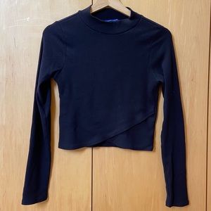 Black turtleneck mock neck long sleeve crop